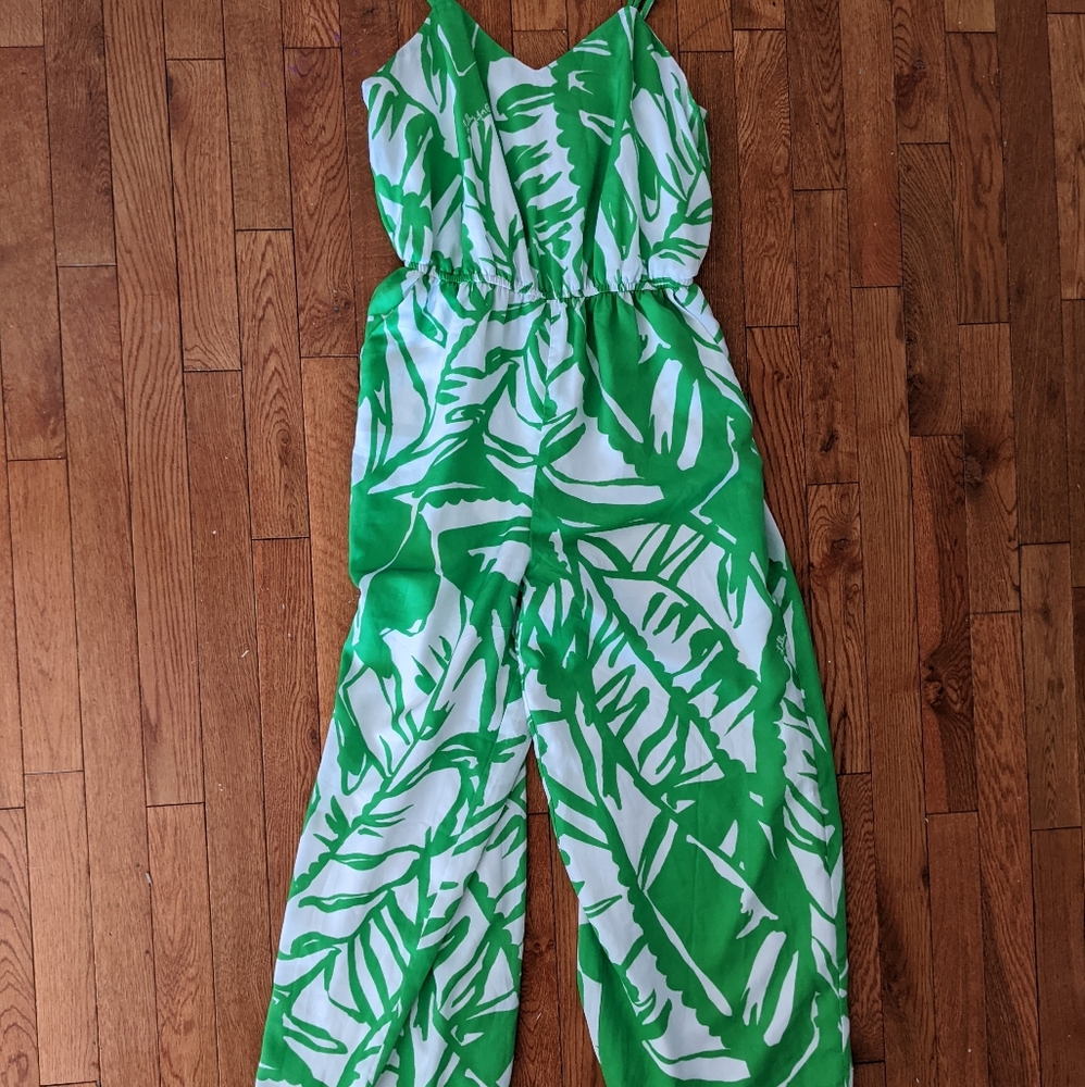 Lily Pulitzer Green Tropical Jumpsuit Size Small